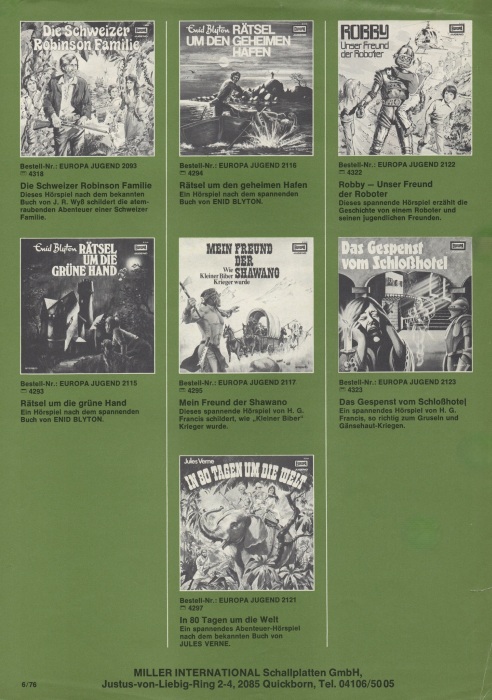"Neue Langspielplatten & MusiCassetten (EUROPA / SONIC)", Juni 1976, S. 4