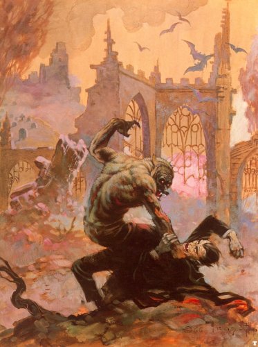 Frank Frazetta: Dracula Meets The Wolfman - Vorlage zum Cover des Creepy Magazine No. 7 (Februar 1966)